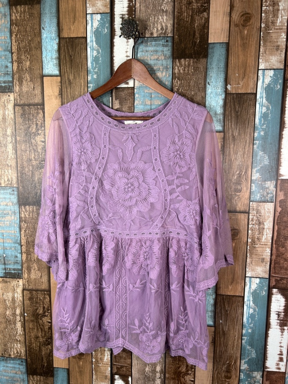 entro Purple Layered Lace Bohemian Top